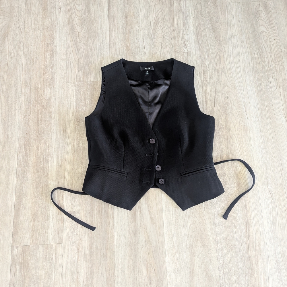 Aqua Black Vest with Satin Lining Extra Small